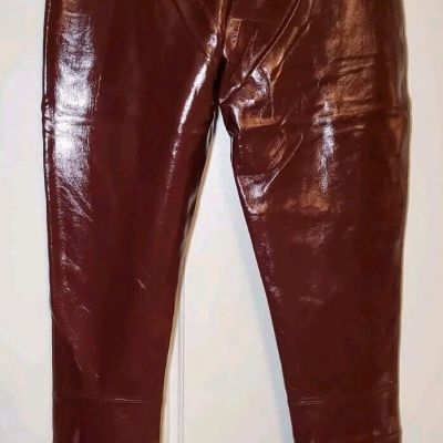 SPANX Faux Patent Leather Liquid Gloss Leggings Pants Ruby Size  Small NEW
