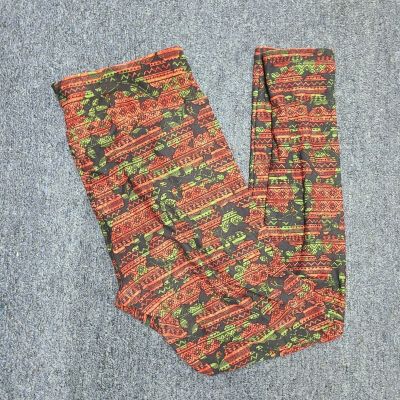 Lularoe Tall & Curvy Floral Ankle Leggings Women's XL One Size (Red/Green)