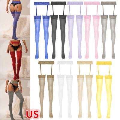 Women's High Stretch Semi See Through Suspender Lace Fringe Pantyhose Underwears