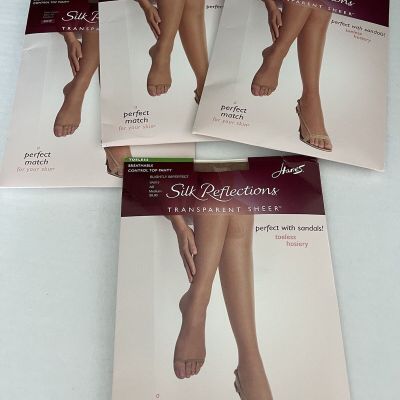 Hanes Silk Reflections TOELESS Breathable Control Top Pantyhose Size AB NEW (4)