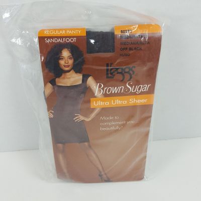 Leggs Brown Sugar Medium Tall Ultra Ultra Sheer Pantyhose Off Black Sandalfoot