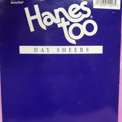 Hanes Too Pantyhose Day Sheer Plus Size EF Barely Black Stockings Sissy Lingeire