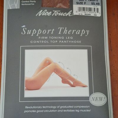 SEARS VINTAGE NICE TOUCH SUPPORT THERAPY CONTROL PANTYHOSE SIZE F SOFT TAUPE