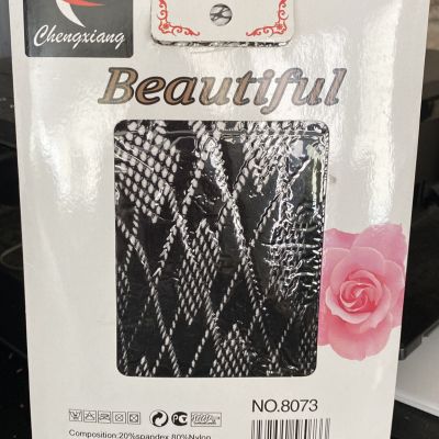 Women’s Chengxiang Fashion Black Diamond Pattern Fishnet Stockings OSFM ONE SIZE