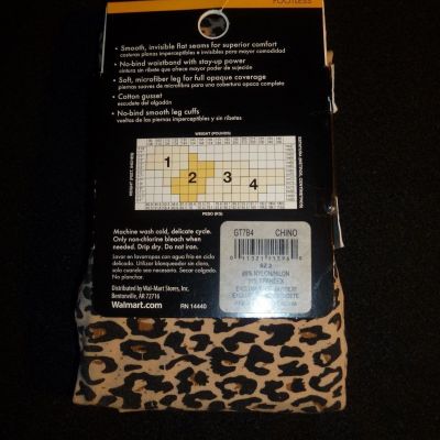 George Footless Tights Leggins Size 2 Leopard Prints Smooth Invisible Seams New