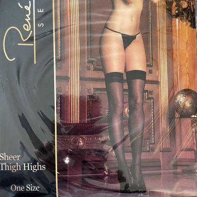 Black Sheer thigh high stockings by Rene rofe  new One Size