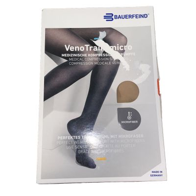 Bauerfeind Womens Plus Short VenoTrain Micro Caramel Compression Sock Ccl1 L