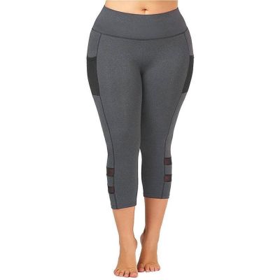 Plus Size Women Leggings Sports Gym Cropped Trousers Stretch Yoga Capri Pants US