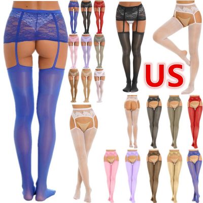 US Women Glossy Thigh-High Stockings Tights Suspender Pantyhose Sexy Stockings