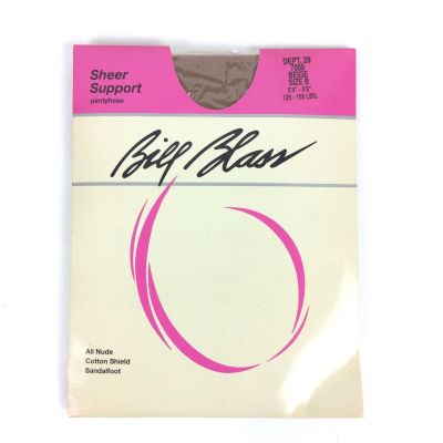 Bill Blass Sheer Support Pantyhose Size B Medium Beige Nylon Blend Made In USA