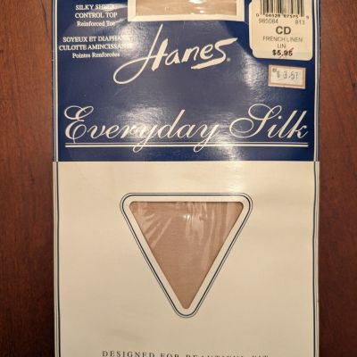 Vintage Hanes Everyday Silk Control Top Pantyhose In French Linen  CD Up To 6'