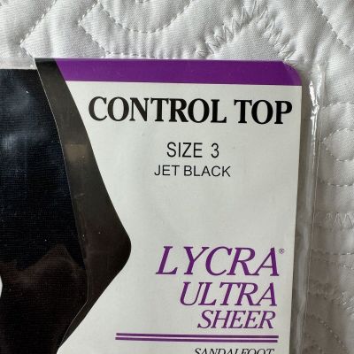 On the Go Ultra Sheer w/ Lycra Control Top Size 3 Pantyhose Nylon Stockings