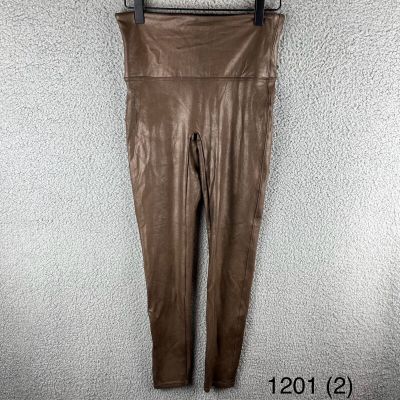 SPANX Women’s Faux Bronze-Brown Leather Leggings NWOT Size Large