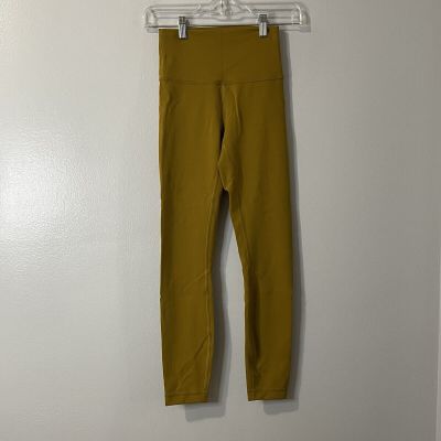 Lululemon 25” Leggings 4 Mustard Golden Yellow EUC Workout Athleisure Gym Run