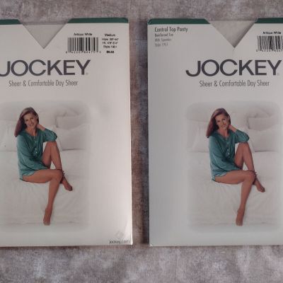 Jockey Sheer&Comfortable Control Top Pantyhose - Antique White - Size: M - Sexy!