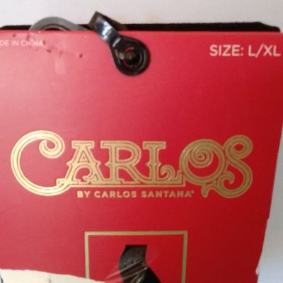 Carlos By Carlos Santana Opaque Black Fashion Tights Pantyhose SZ L/XL Open Box