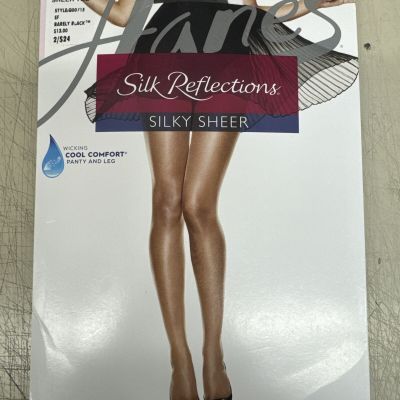 Silk Reflections Size EF Barely Black Silky Sheer Non-Control Top Sheer Toe