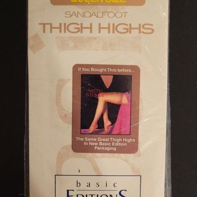 Vintage KMart Basic Editions Thigh High Stockings - Queen Size - Black Fits 7-12