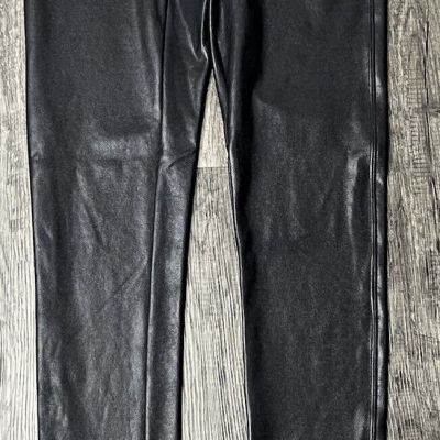 SPANX Faux Leather Leggings, Black Slimming, Size M