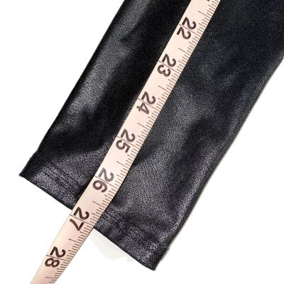 SPANX Faux Leather Shiny LEGGINGS-#2437Q-BLACK-Size Small Petite
