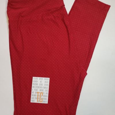 LuLaRoe TC Leggings Solid RED with Polka Dots Tall & Curvy (Size 12-18) NWT