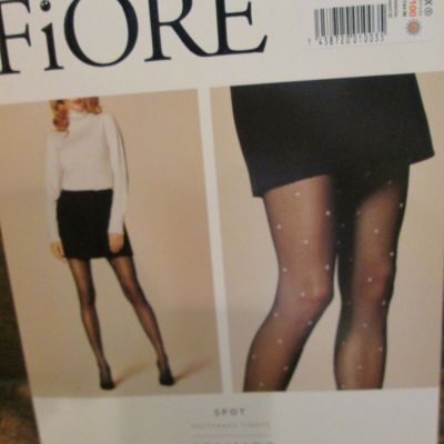 FIORE SPOT DOTTED FISHNET PATTERNED TIGHTS PANTYHOSE BLACK AND GRAY 3 SIZES