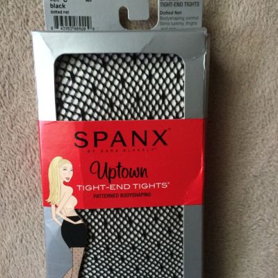 SPANX size C Black Dotted Net  Body Shaping Tights Style 965 NWT
