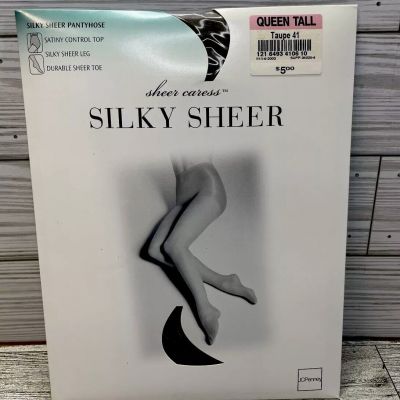 Sheer Caress Silky Sheer Control Top Pantyhose Queen Tall Taupe New In Packaging
