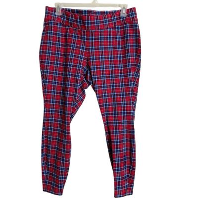 Lands End Plaid Starfish Leggings Size 1X Red Blue New but