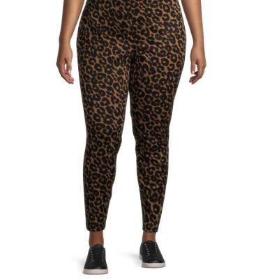 TERRA & SKY Leopard Jeggings Skinny Mid Rise Size 5X Womens tan and black New
