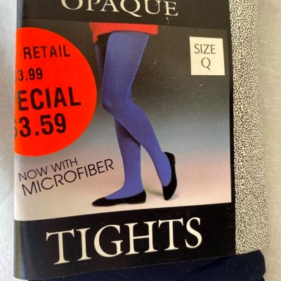 VTG  SUEDE OPAQUE..NAVY BLUE..TIGHTS..w MICROFIBER..NEW..USA...Q TALL