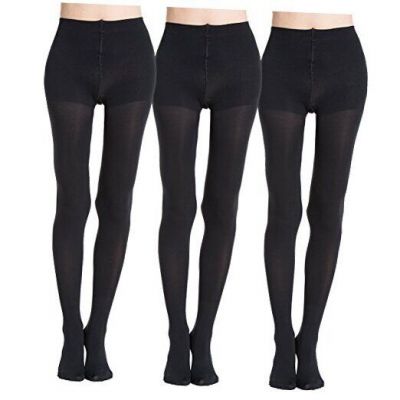 Run Resistant Control Top Panty Hose Opaque Tights X-Large 3 Pairs Black