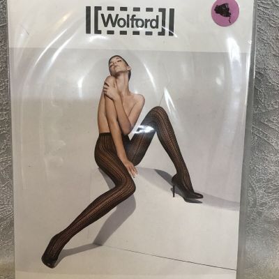 wolford Ines Tights Black Textured Perforated New Size Xs