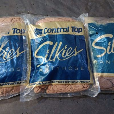 Vintage Silkies Control Top Panyhose Lot of 3 Factory Sealed