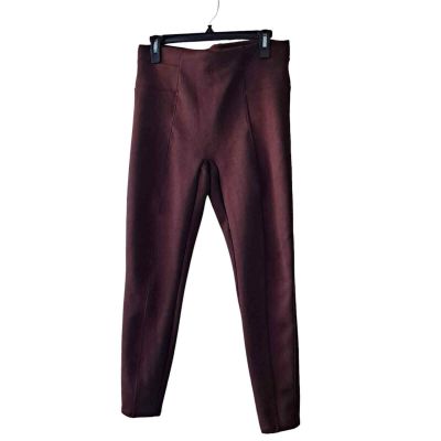 Spanx Womens Merlot Faux Suede High Waisted Pull On Ankle Leggings Size Large