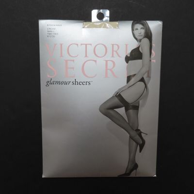 Victorias Secret Glamour Sheers Signature Lace Stockings 2 Pack Small Cream
