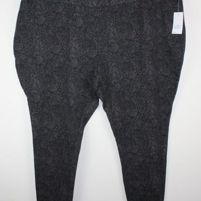 CROFT &BARROW Women's Black Pull-on Leggings/Pants Plus Sz 3X Elastic Waist