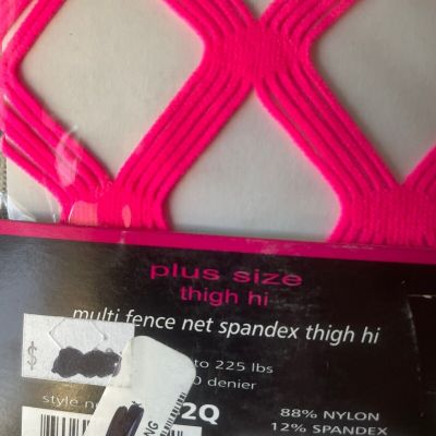 Fence Net Spandex Thigh Hi PLUS Size Neon Pink New In Package