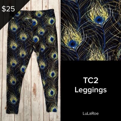 LuLaRoe NEW Leggings TC2 (Tall & Curvy 2) Buttery Soft Sz 18+ Animal Peacock