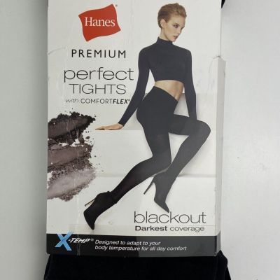 Hanes Womens Premium Blackout Perfect Tights X-Temp Black SMALL Darkest Coverage