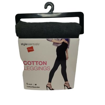 Hanes Women' Style Essentials Marble Grey Cotton Spandex Leggings Sz M