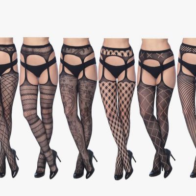 Frenchic Fishnet Women's Lace Stockings Tights Sexy Pantyhose M/L (Pack of 6)