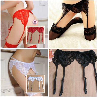 Sexy Women's Lace Garter Belt Thigh-Highs Stockings Set