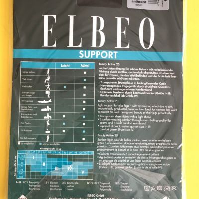 Elbeo Beauty Active 20 Tights Pantyhose Lt Support Germany 42-44 III Anthrazit