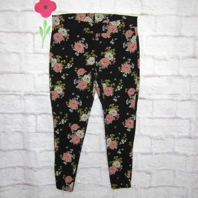 Torrid Floral Leggings Women’s Plus size 2, 2X Black Pink (Inseam 27