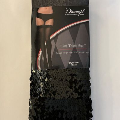 Dreamgirl 5243 Women One Size Black Sheer Thigh-High Stocking