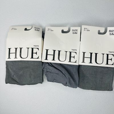 Hue Satin Tights With Control Top Steel Gray Size S/ M New 3 Pair Pack