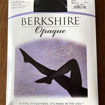 Berkshire Opaque Tights Style 8040 Black Control Top Size 3-4