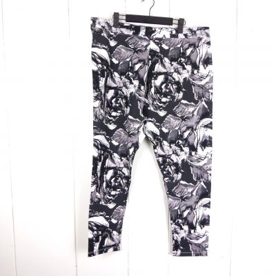 Soft Surroundings Leggings Womens Size 1X Ankle Black White Floral Pull On NWT