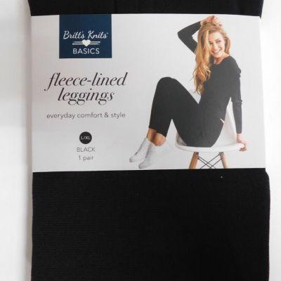 BRITTS KNITS Womens Fleece-Lined Leggings Everyday Comfort & Style L/XL BLACK